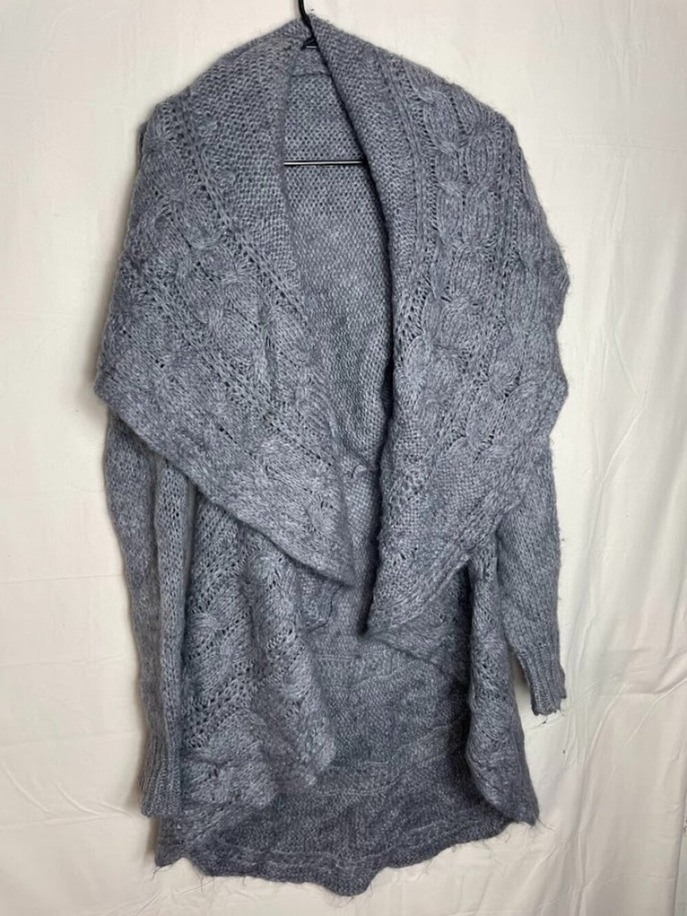Acrylic Blend Grey Shawl Cardigan Sweater Oversize Long Line Fashion Sweater